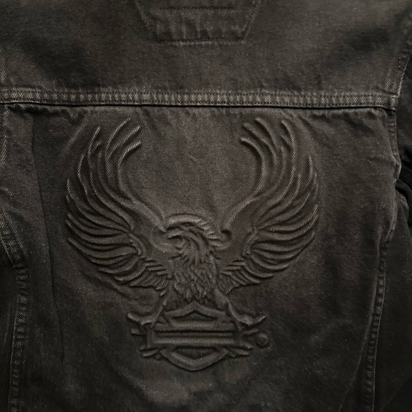 Harley-Davidson Women's Black Jean Jacket with Faux Fur Collar - Picture 2 of 4